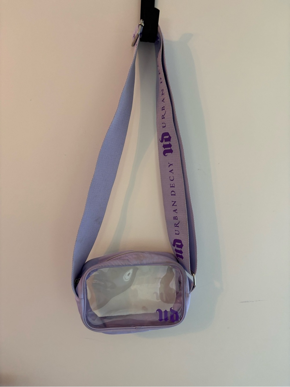 Urban Decay Clear Lavender Purple Crossbody Bag Adjustable Logo Strap